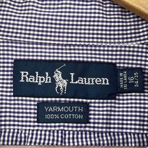 Ralph Lauren Dress Shirt Mens 16 34/35 Purple Check Button Up Long Sleeve Pony - Picture 2 of 9